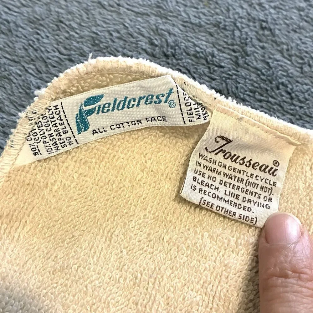Vintage Fieldcrest Trousseau Luxury Set of 2 Washcloth Velvet Satin Trim 1960s